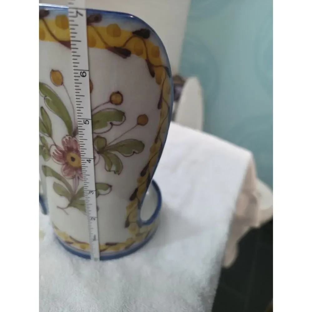 Vintage Casa Sanna Lisboa Portugal 1973 Hand Painted Pottery Chamberstick Holder